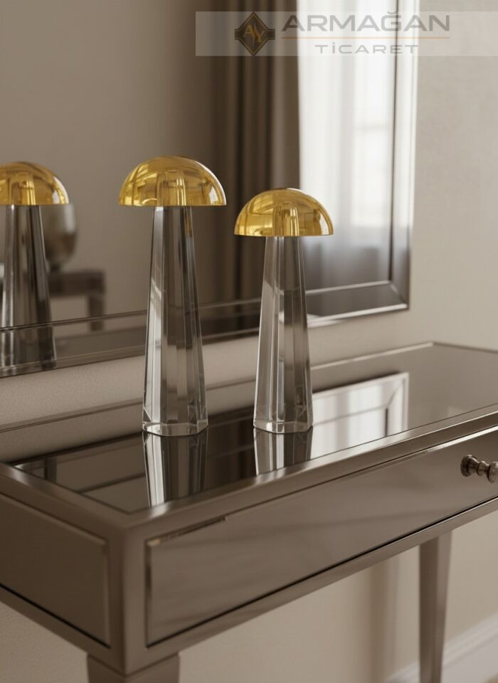 KRİSTAL MANTAR 2Lİ SET Amber