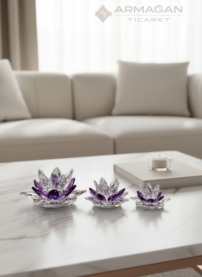 KRİSTAL LOTUS 3'LÜ SET Mor