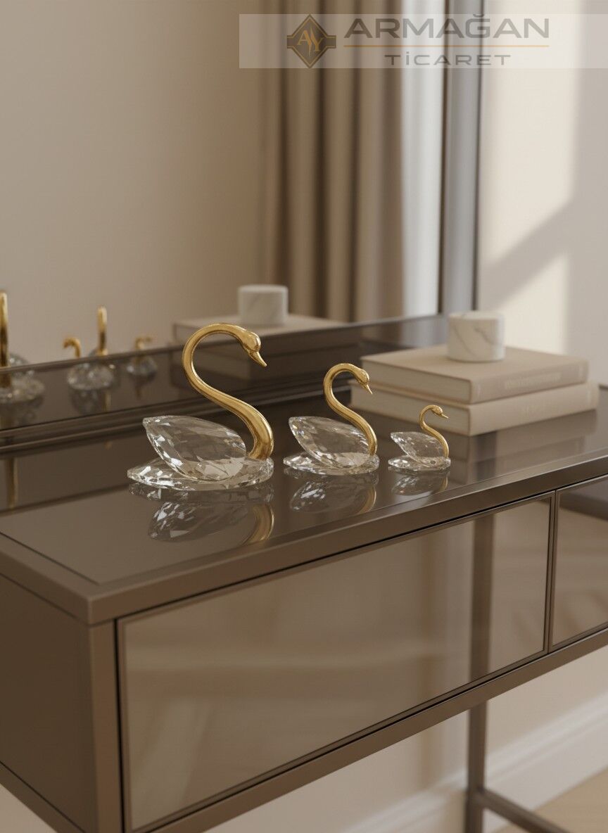 KRİSTAL KUĞU 3'LÜ SET Gold - Metal