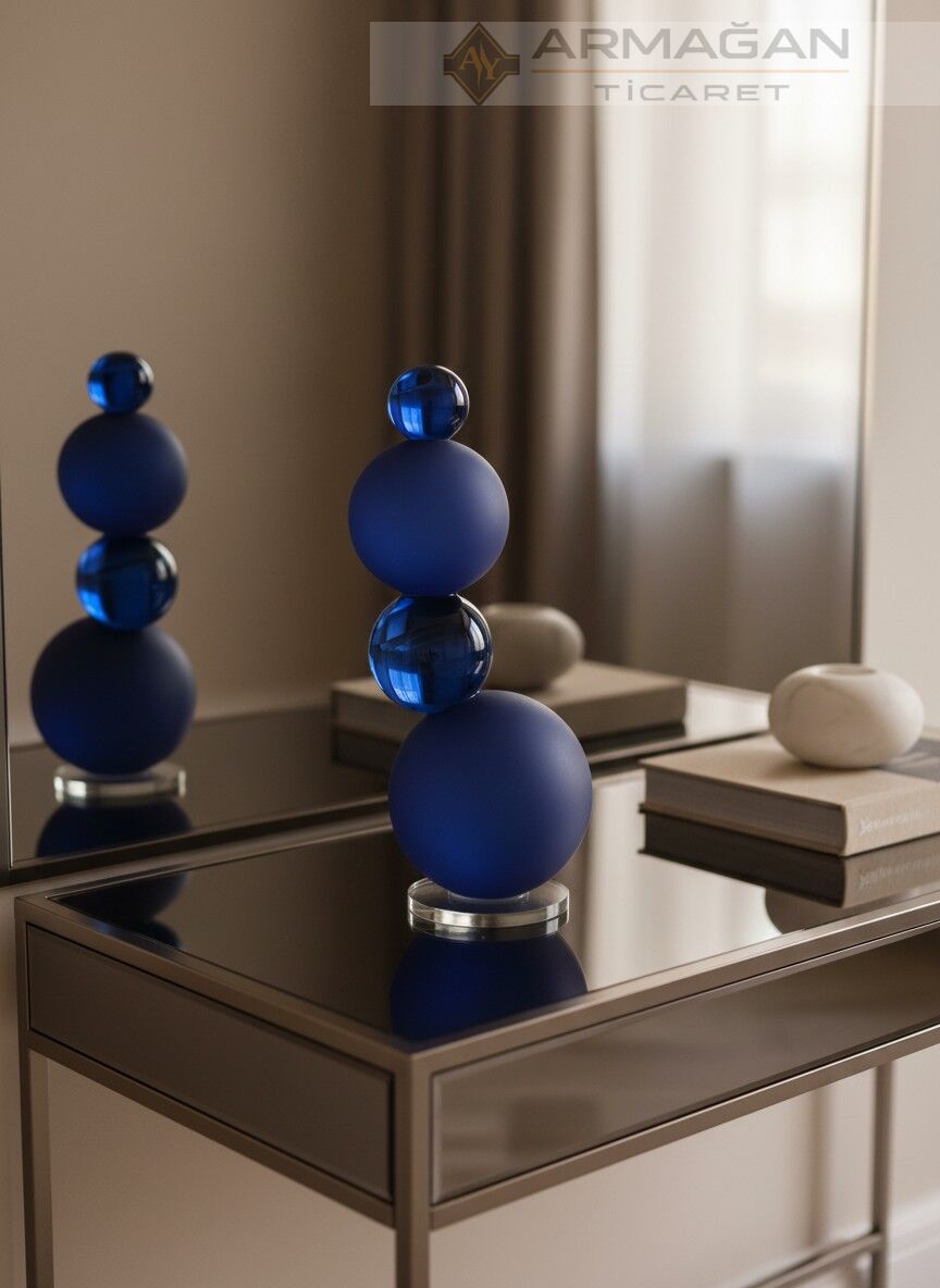 KRİSTAL ÇOKLU KÜRE DEKOR Lacivert