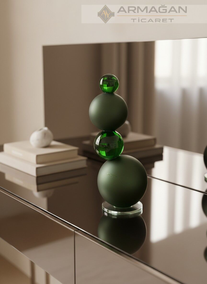KRİSTAL ÇOKLU KÜRE DEKOR Yeşil