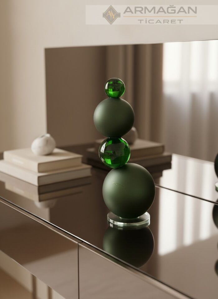KRİSTAL ÇOKLU KÜRE DEKOR Yeşil