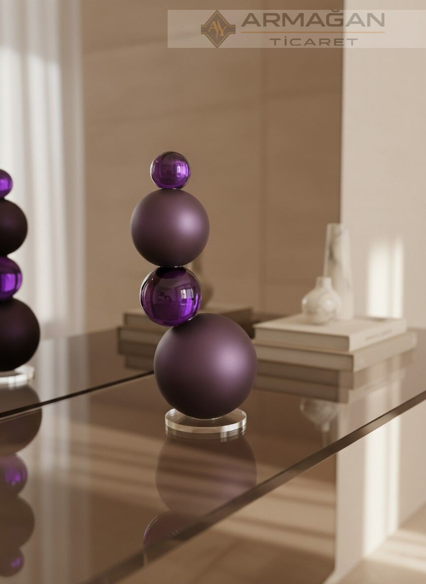 KRİSTAL ÇOKLU KÜRE DEKOR Mor