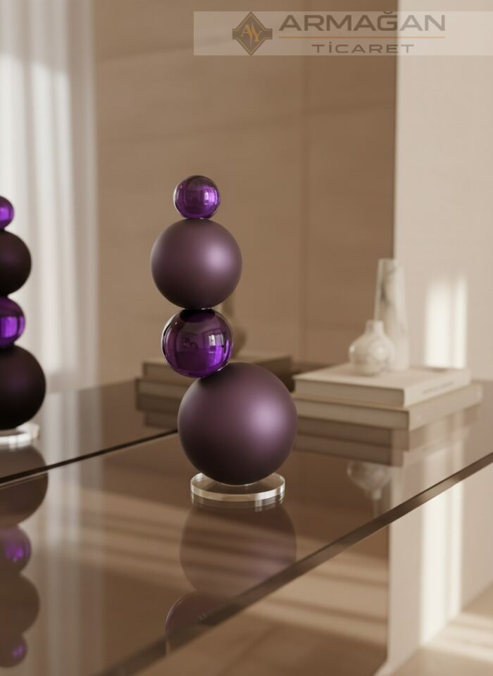 KRİSTAL ÇOKLU KÜRE DEKOR Mor