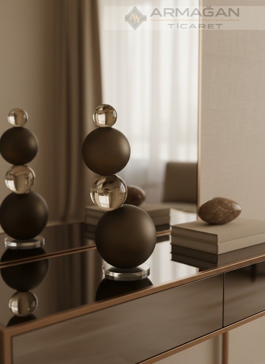 KRİSTAL ÇOKLU KÜRE DEKOR Kahverengi