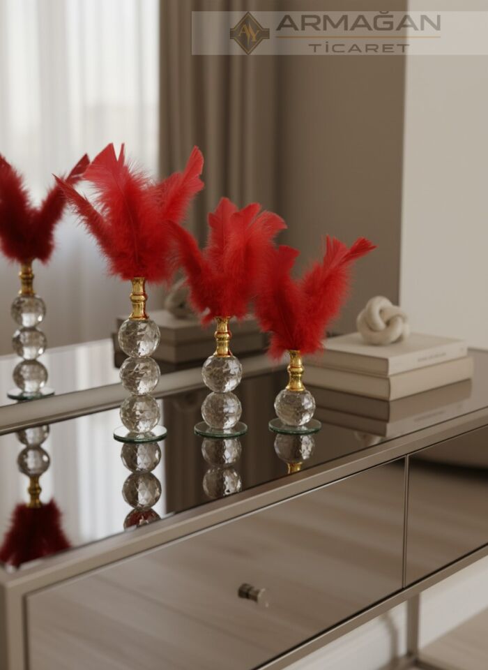 KRİSTAL TÜY 3'LÜ SET Kırmızı