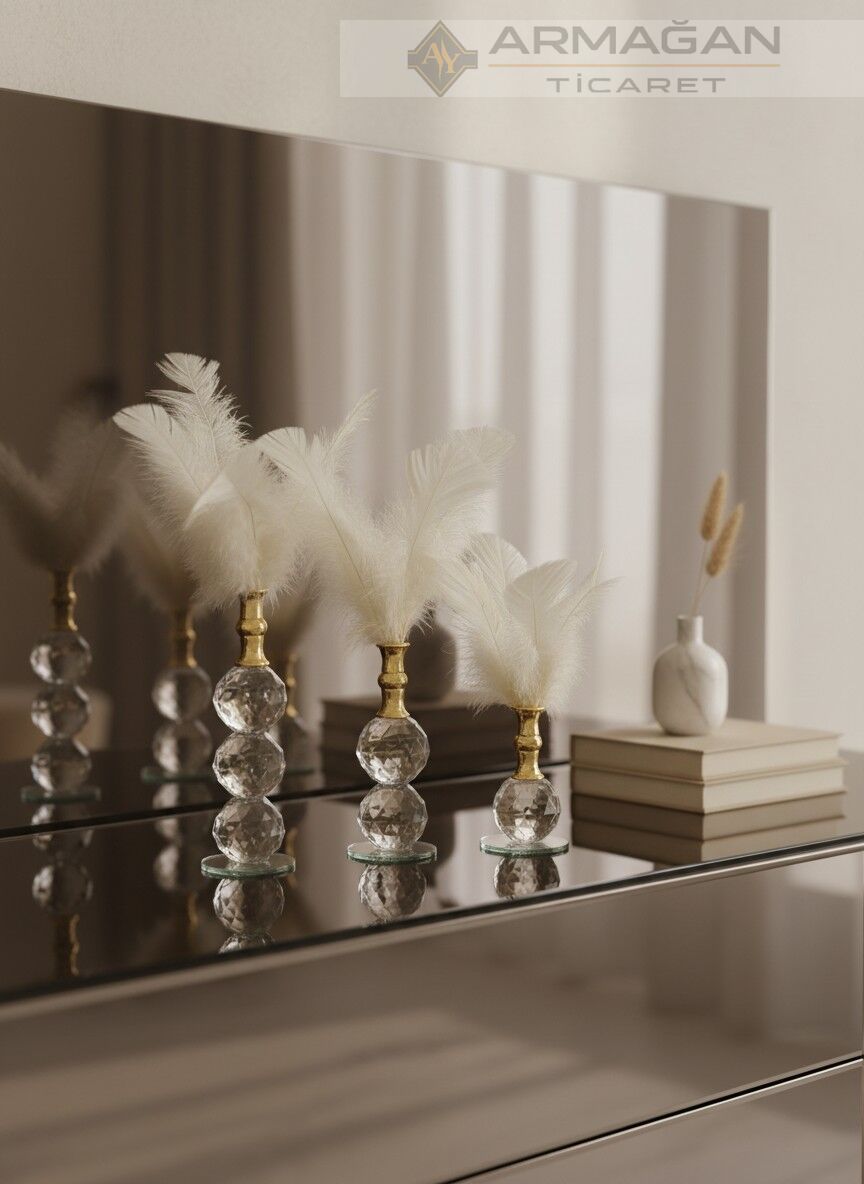 KRİSTAL TÜY 3'LÜ SET Krem