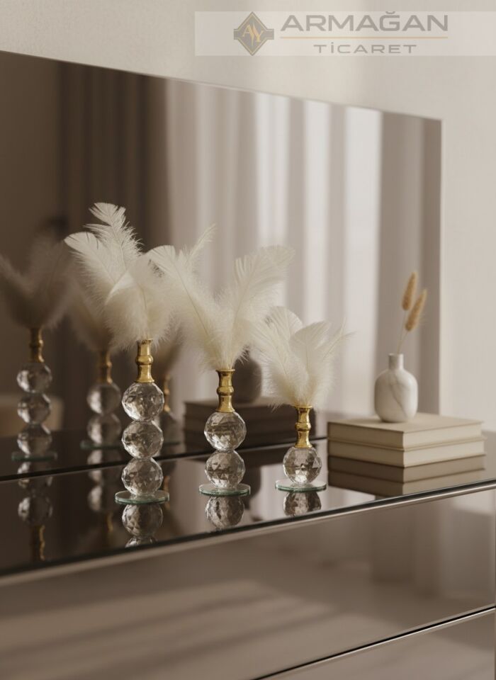 KRİSTAL TÜY 3'LÜ SET Krem