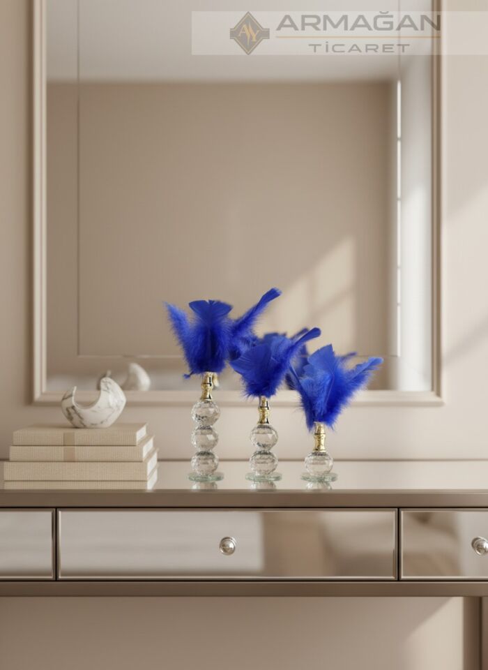 KRİSTAL TÜY 3'LÜ SET Lacivert