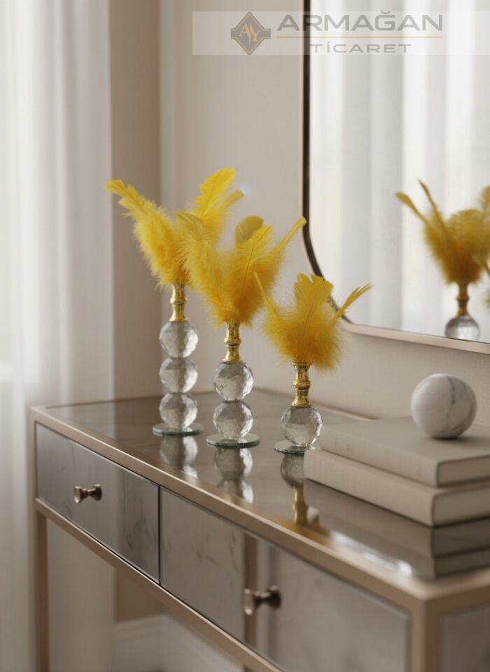 KRİSTAL TÜY 3'LÜ SET Sarı
