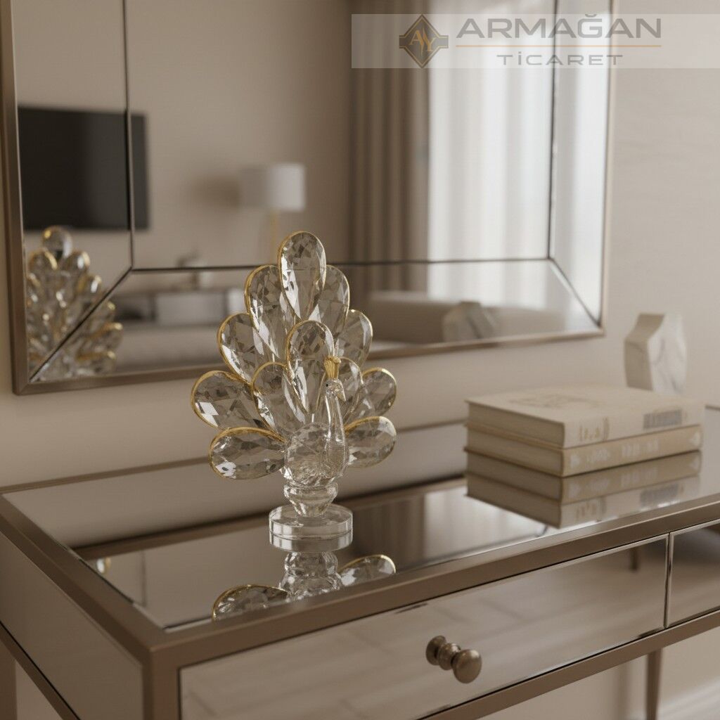 KRİSTAL CAM TAVUS KUŞU Gold