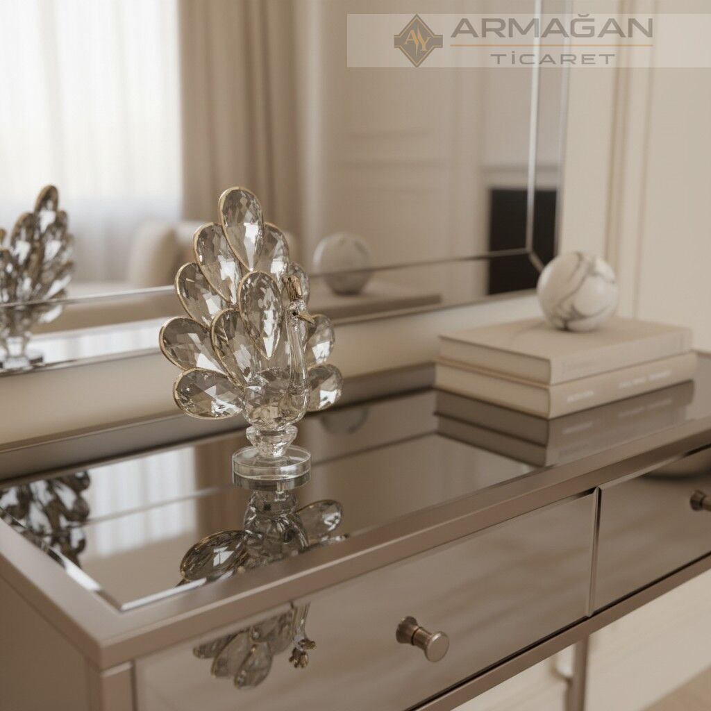 KRİSTAL CAM TAVUS KUŞU Gümüş