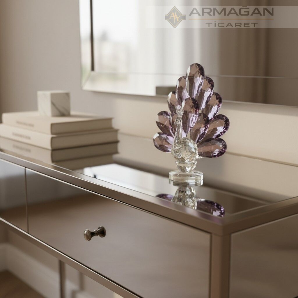 KRİSTAL CAM TAVUS KUŞU Mor