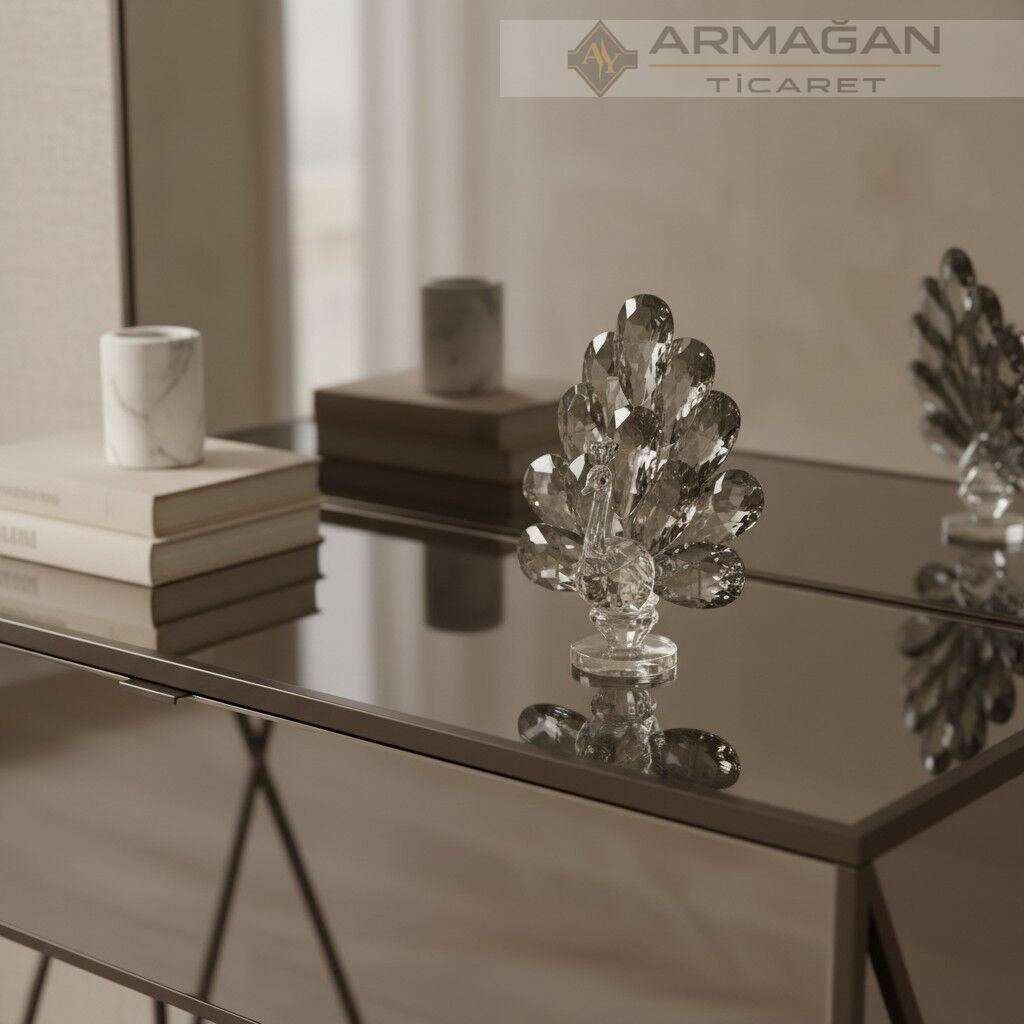 KRİSTAL CAM TAVUS KUŞU Füme