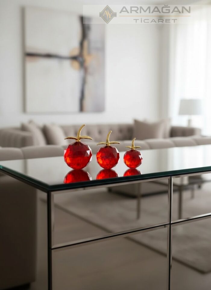 KRİSTAL ELMA 3'LÜ SET Kırmızı