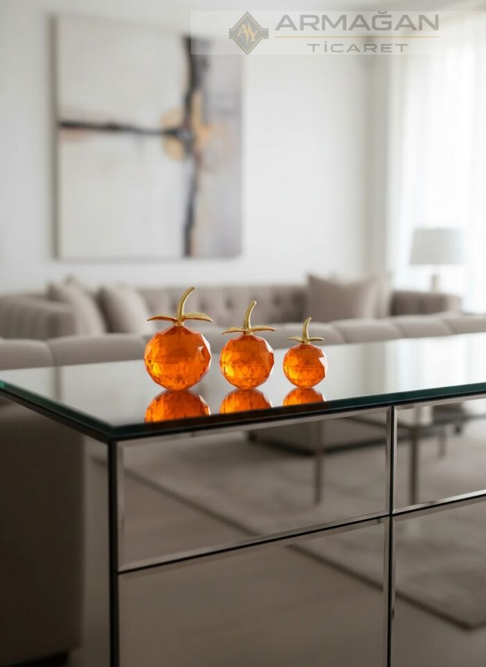 KRİSTAL ELMA 3'LÜ SET Turuncu
