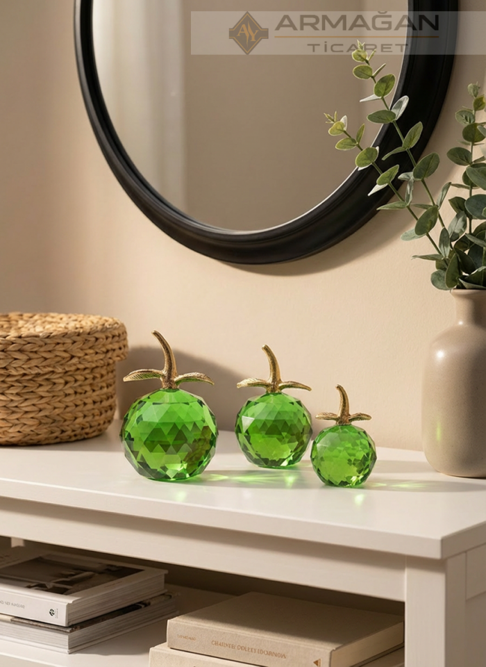 KRİSTAL ELMA 3'LÜ SET Yeşil