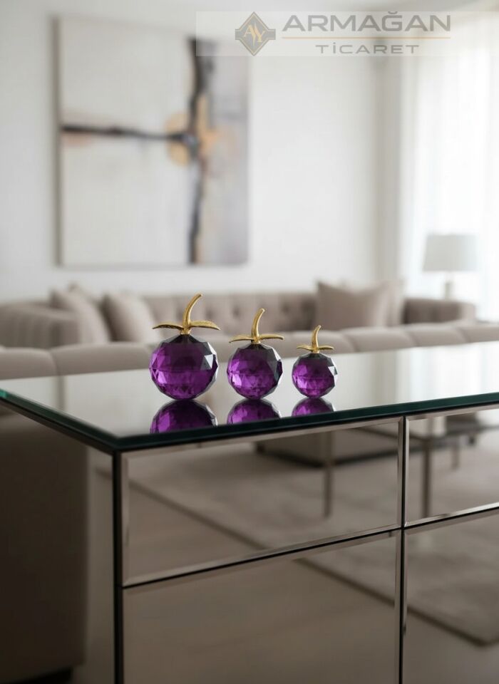 KRİSTAL ELMA 3'LÜ SET Mor