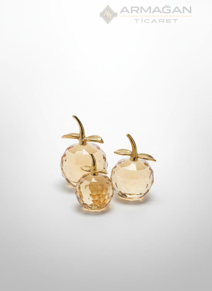 KRİSTAL ELMA 3'LÜ SET Amber