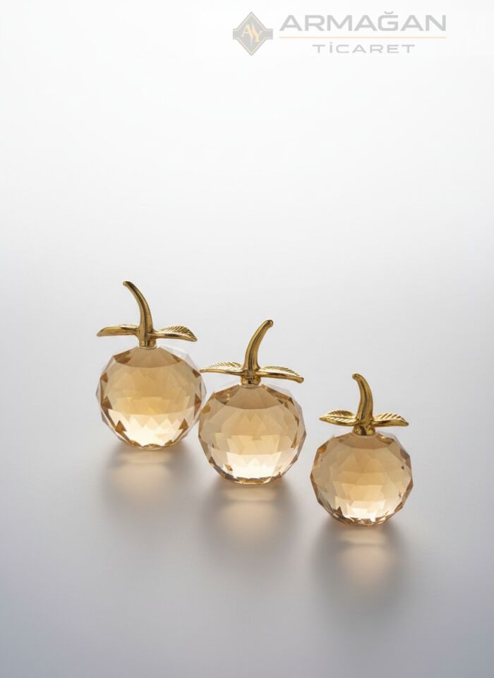 KRİSTAL ELMA 3'LÜ SET Amber