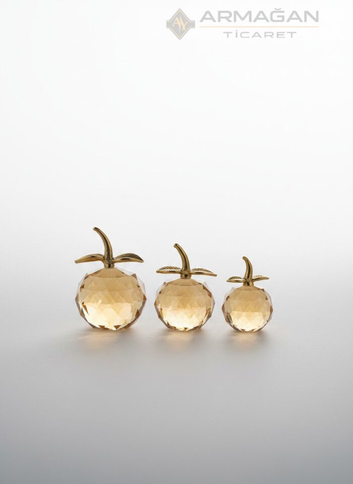 KRİSTAL ELMA 3'LÜ SET Amber