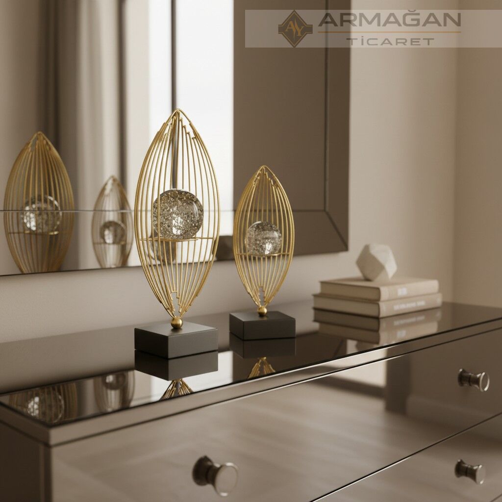 METAL DUBAİ KRİSTAL 2'Lİ SET Gold