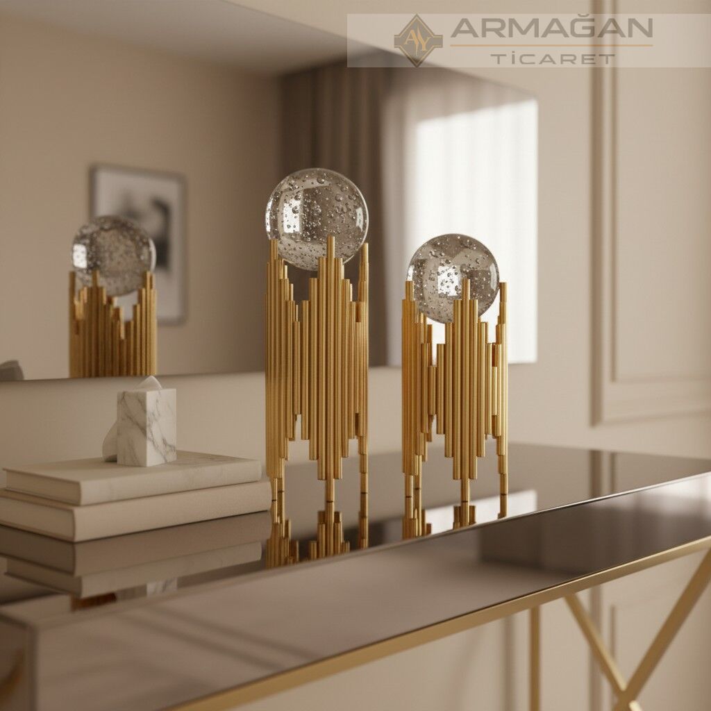 METAL YILDIZ KÜRELİ 2'Lİ SET Gold