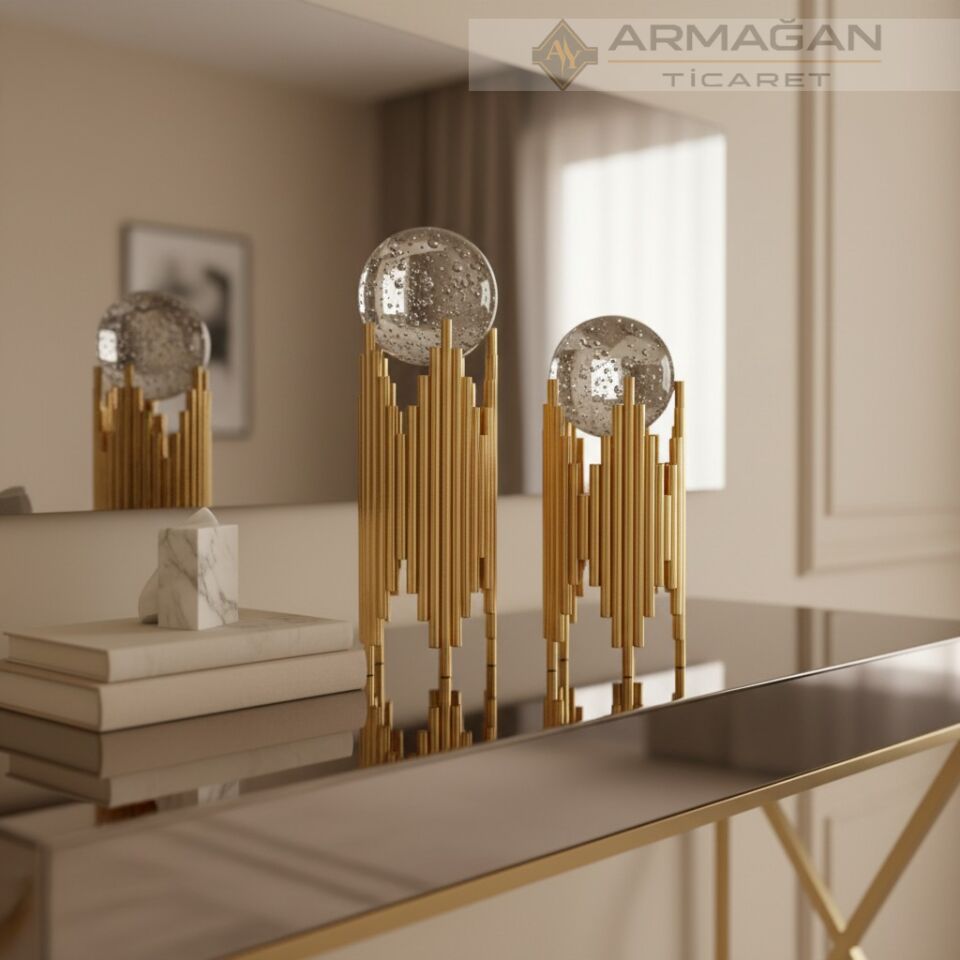 METAL YILDIZ KÜRELİ 2'Lİ SET Gold