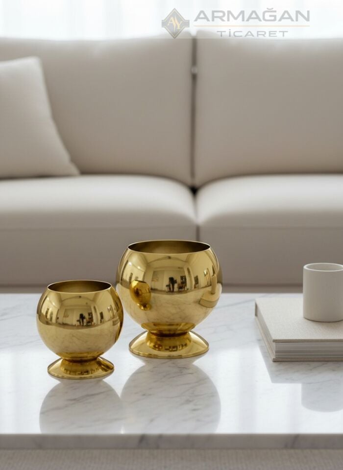 KÜRE 2'Lİ VAZO Gold