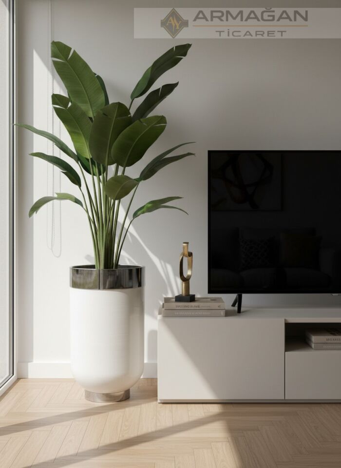 DARBUKA YER SAKSISI 40-70CM Beyaz-Gümüş