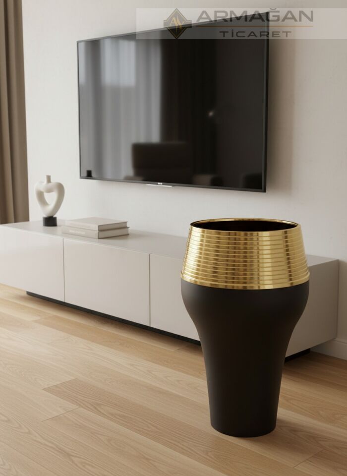 DAMLA MODEL YER VAZOSU Siyah-Gold