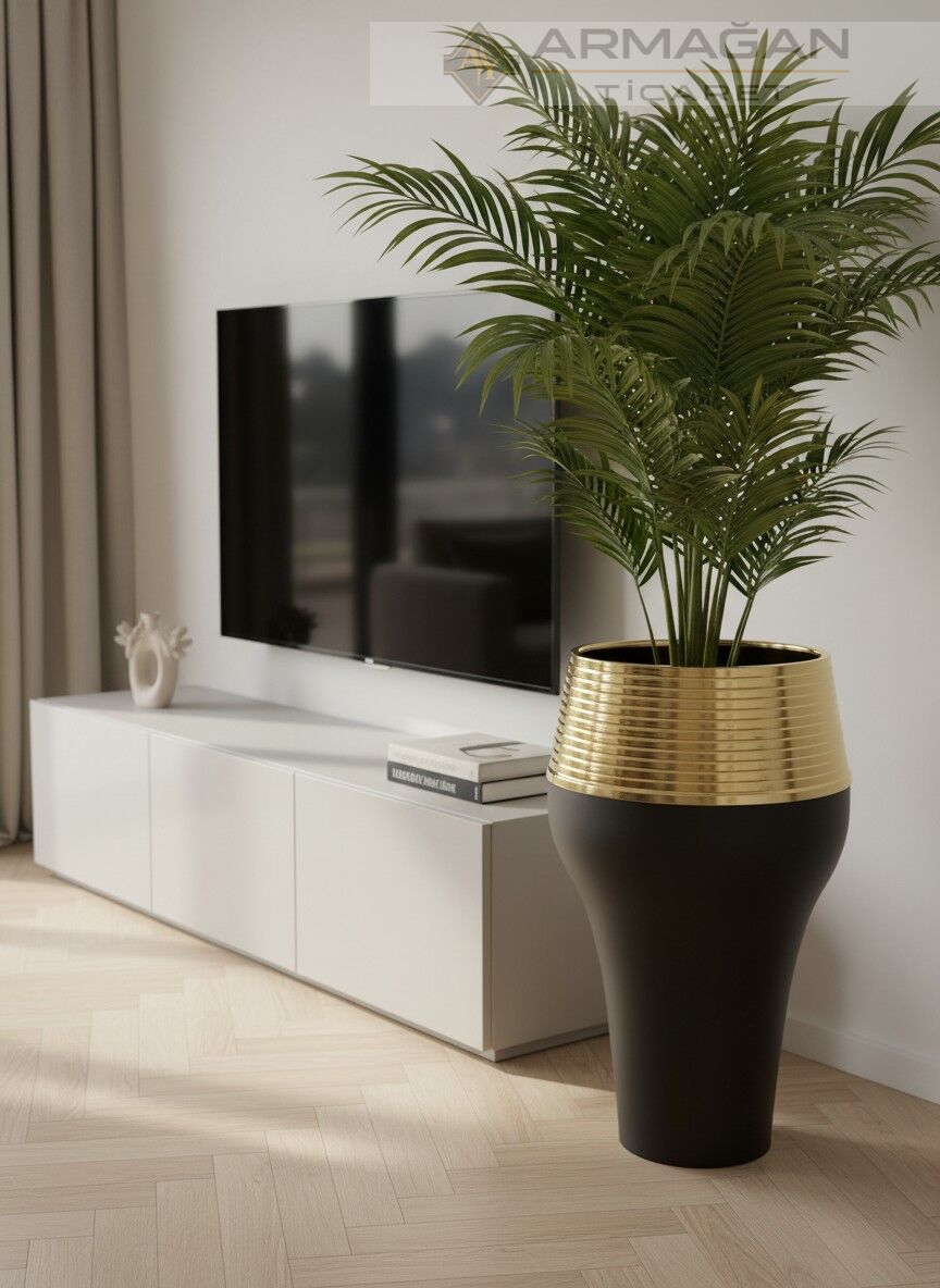 DAMLA MODEL YER VAZOSU Siyah-Gold