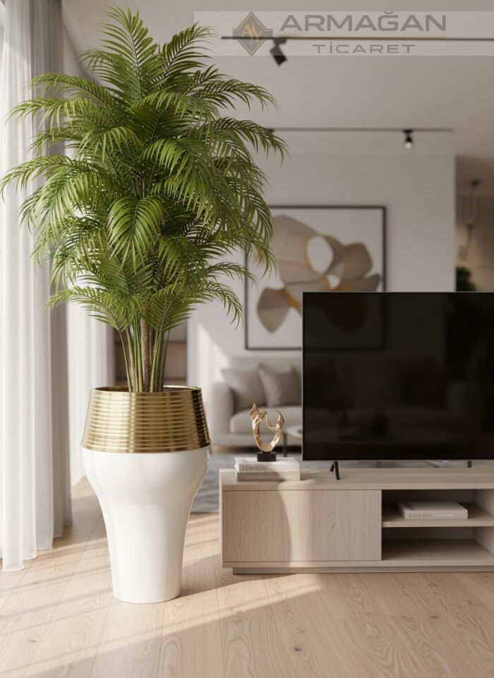 DAMLA MODEL YER VAZOSU Beyaz-Gold