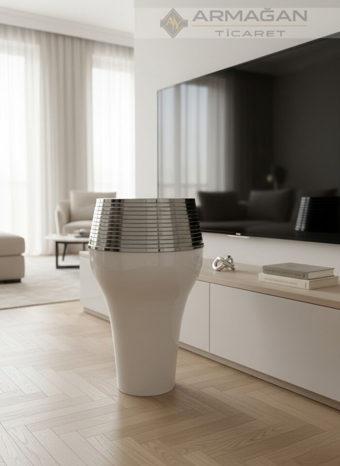 DAMLA MODEL YER VAZOSU Beyaz-Gümüş