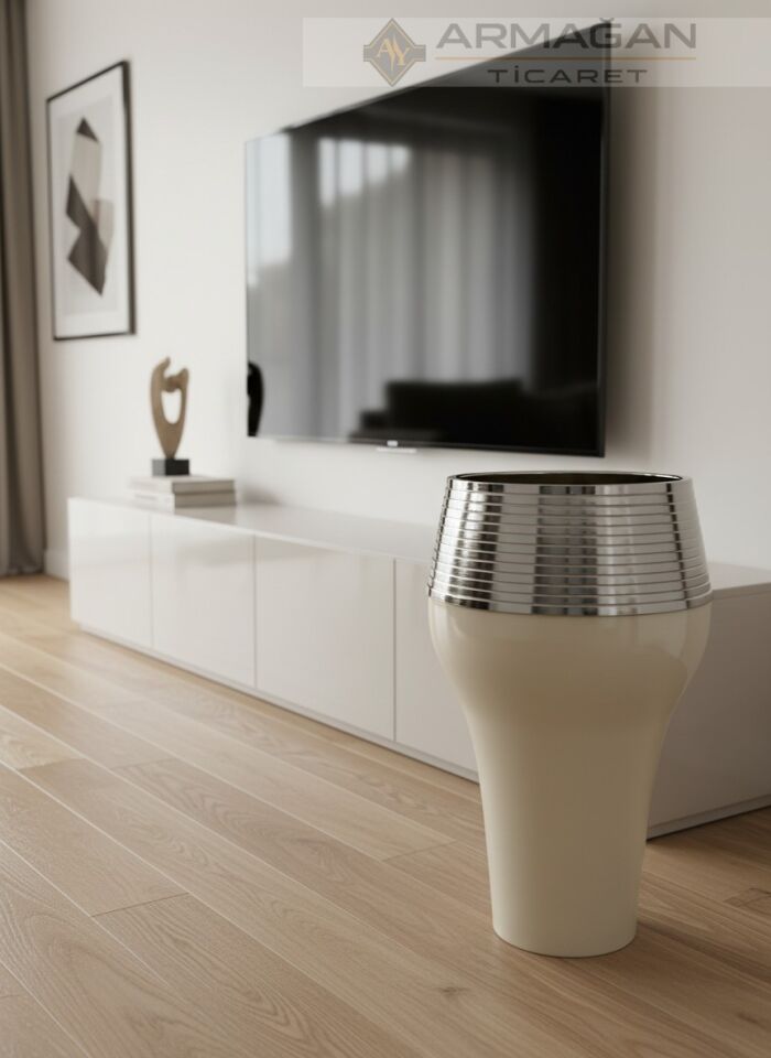 DAMLA MODEL YER VAZOSU Krem-Gümüş