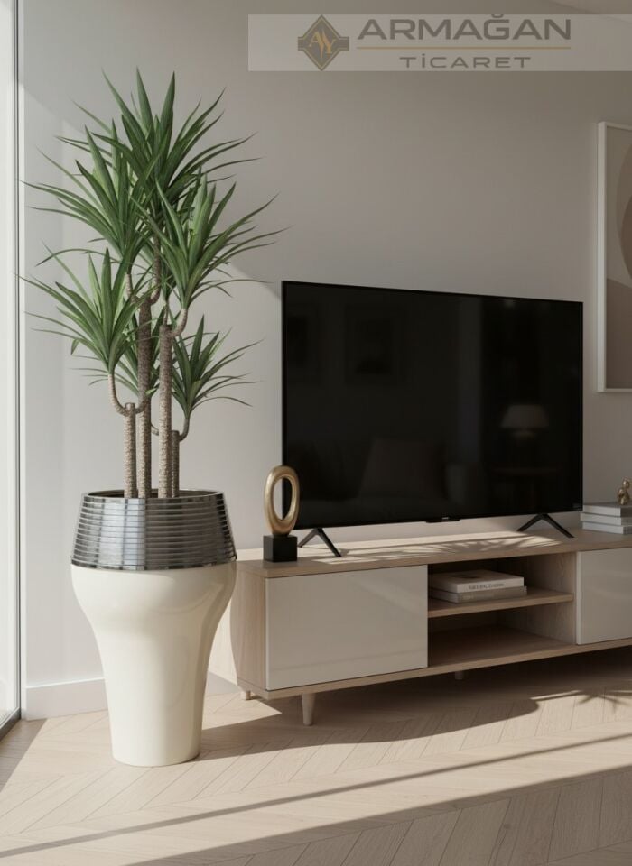 DAMLA MODEL YER VAZOSU Krem-Gümüş