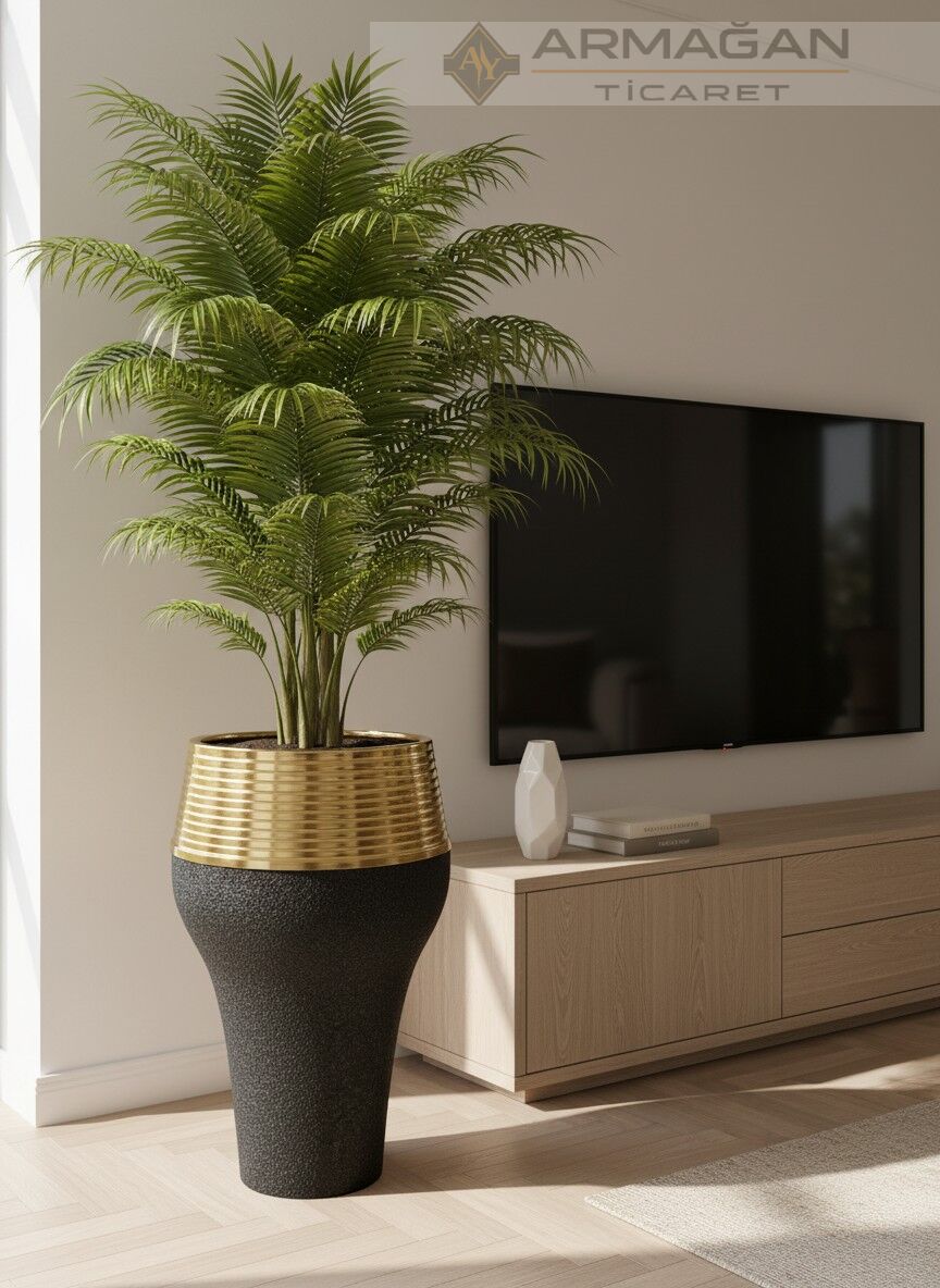 DAMLA MODEL YER VAZOSU Siyah Çatlak-Gold