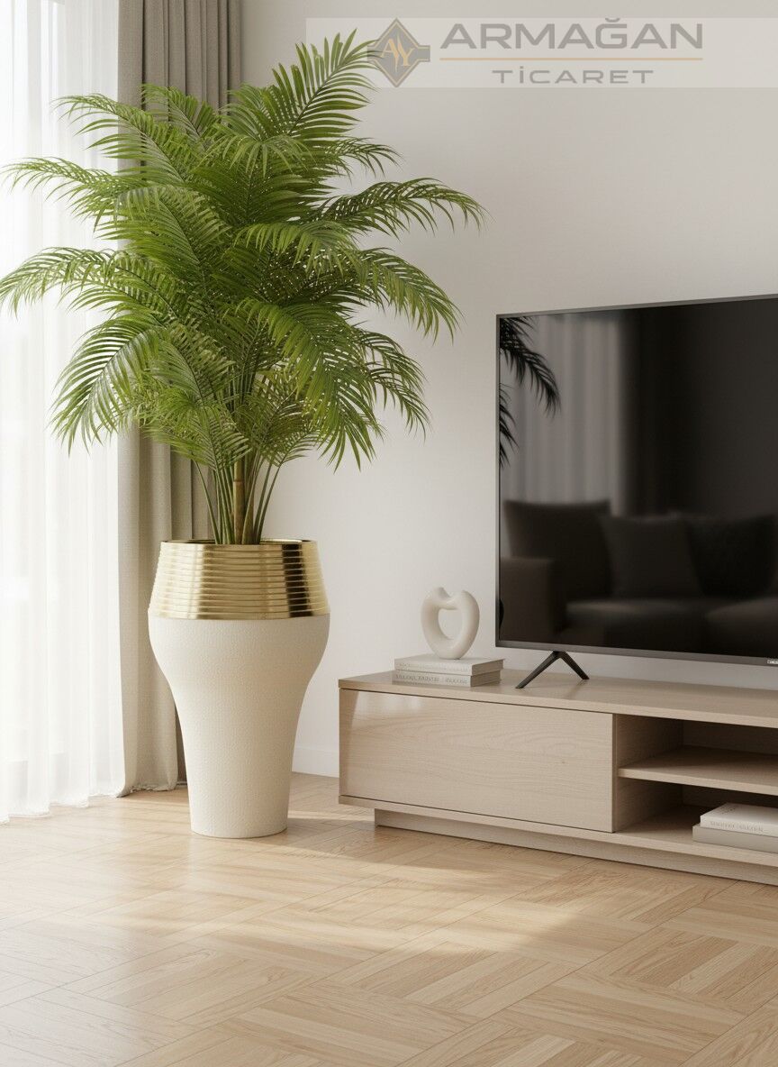 DAMLA MODEL YER VAZOSU Krem Çatlak-Gold