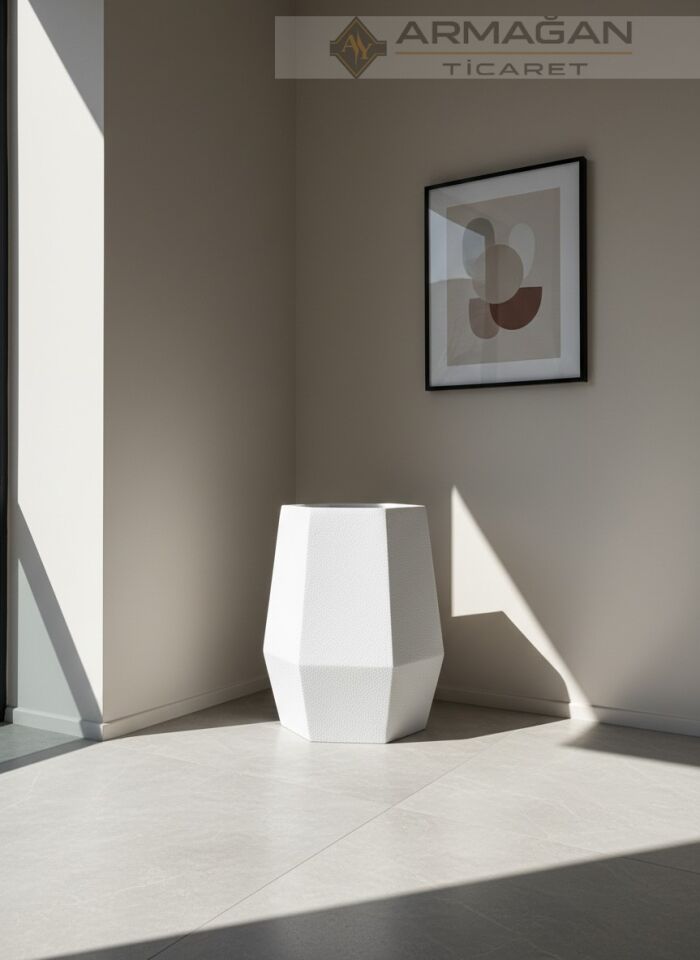 FİBER ALTIGEN SAKSI Beyaz