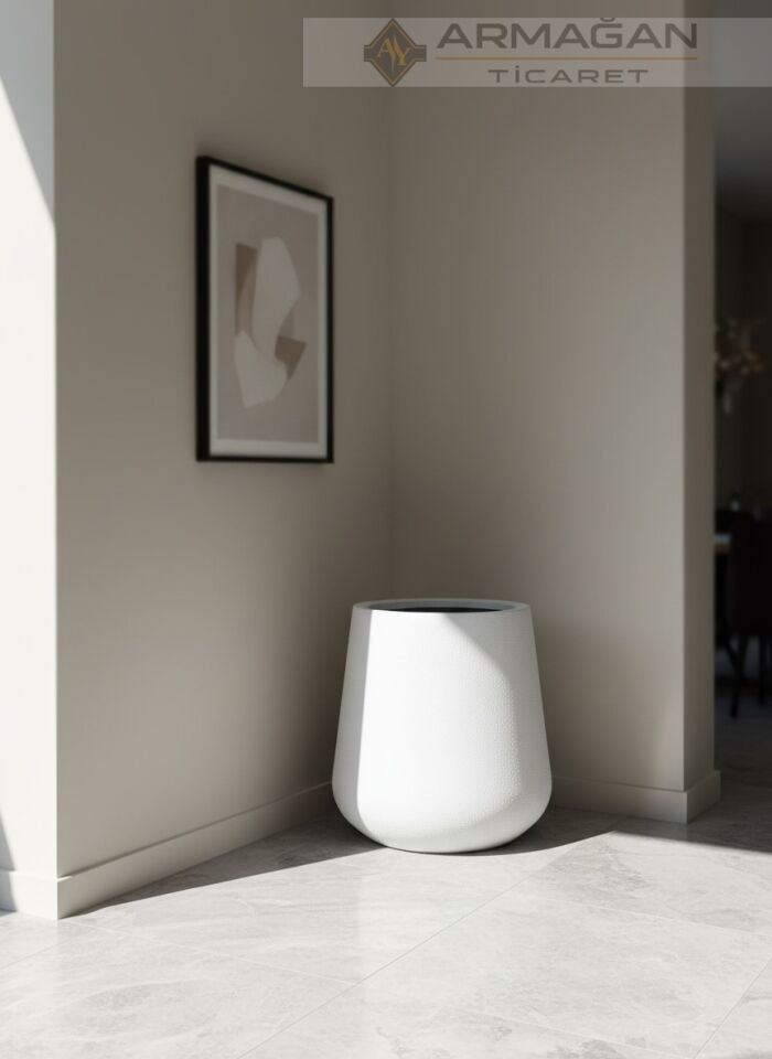 FİBER 45CM LALE SAKSI Beyaz