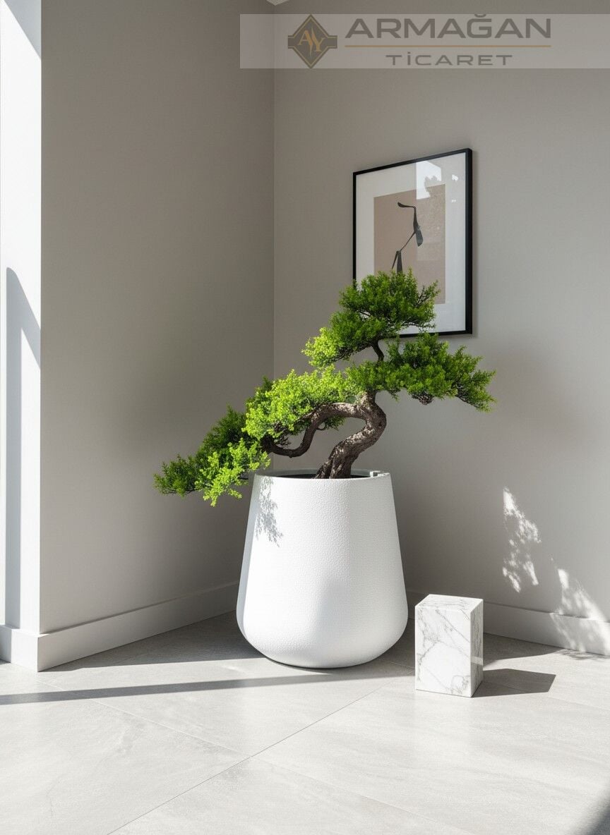 FİBER 45CM LALE SAKSI Beyaz