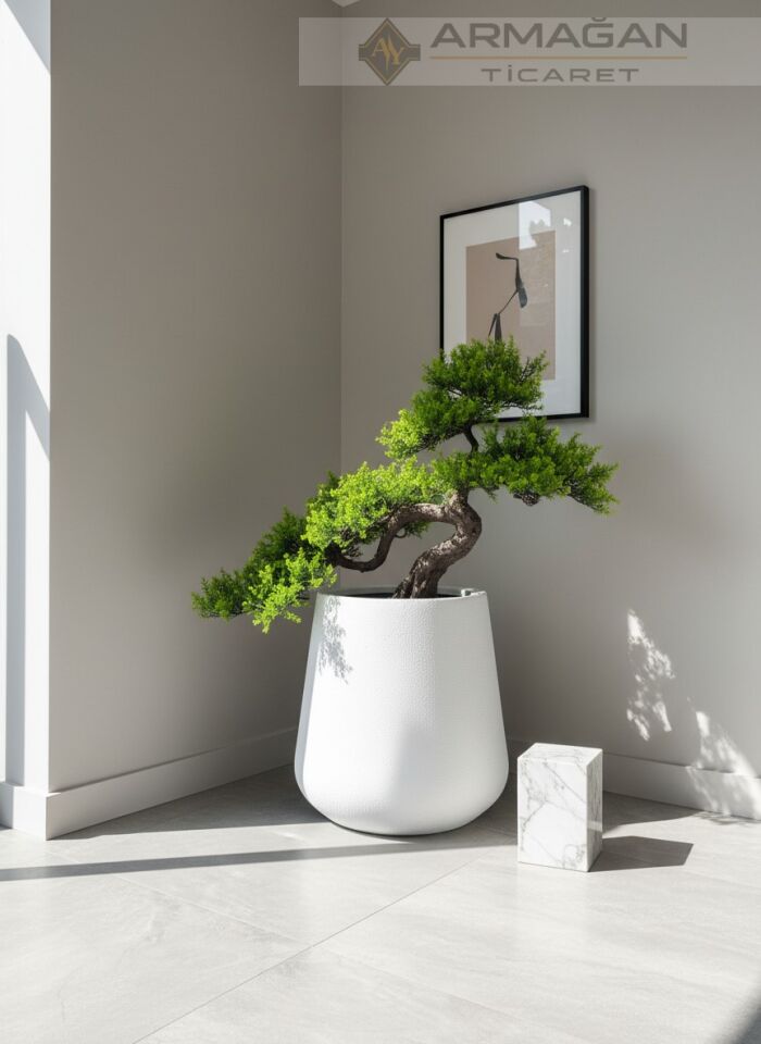 FİBER 45CM LALE SAKSI Beyaz