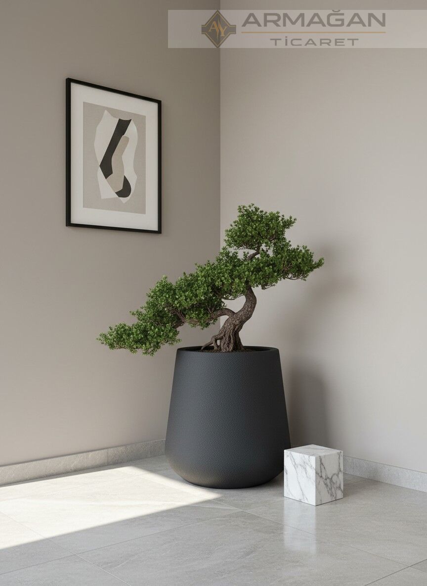 FİBER 45CM LALE SAKSI Siyah