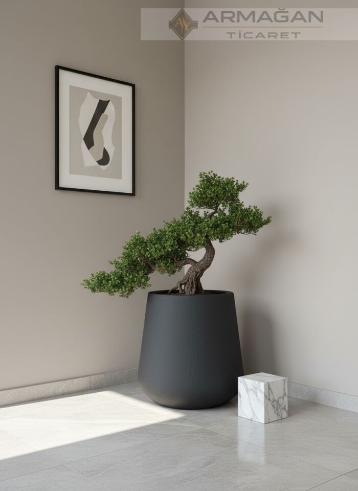 FİBER 45CM LALE SAKSI Siyah