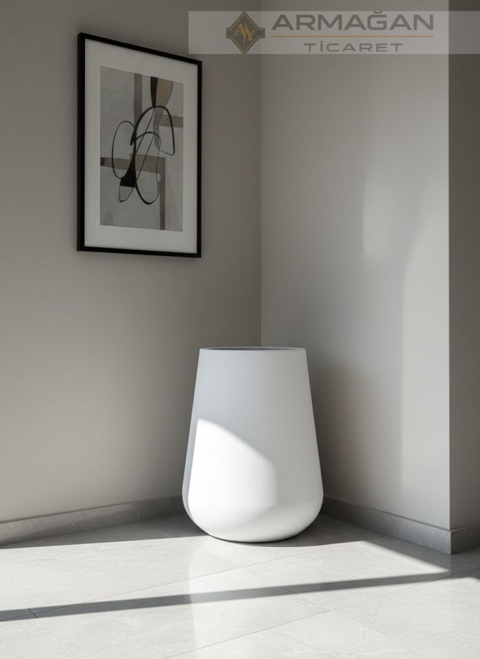 FİBER 60CM LALE SAKSI Beyaz