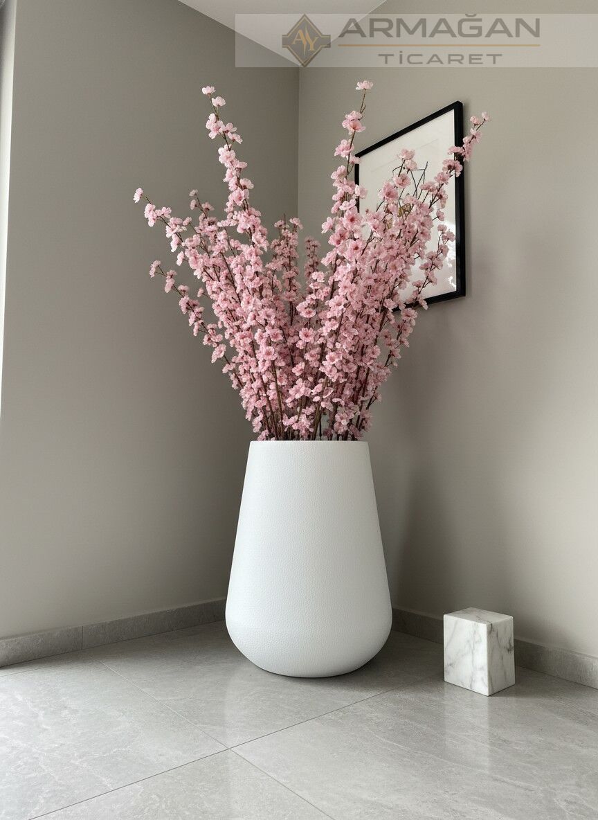 FİBER 60CM LALE SAKSI Beyaz