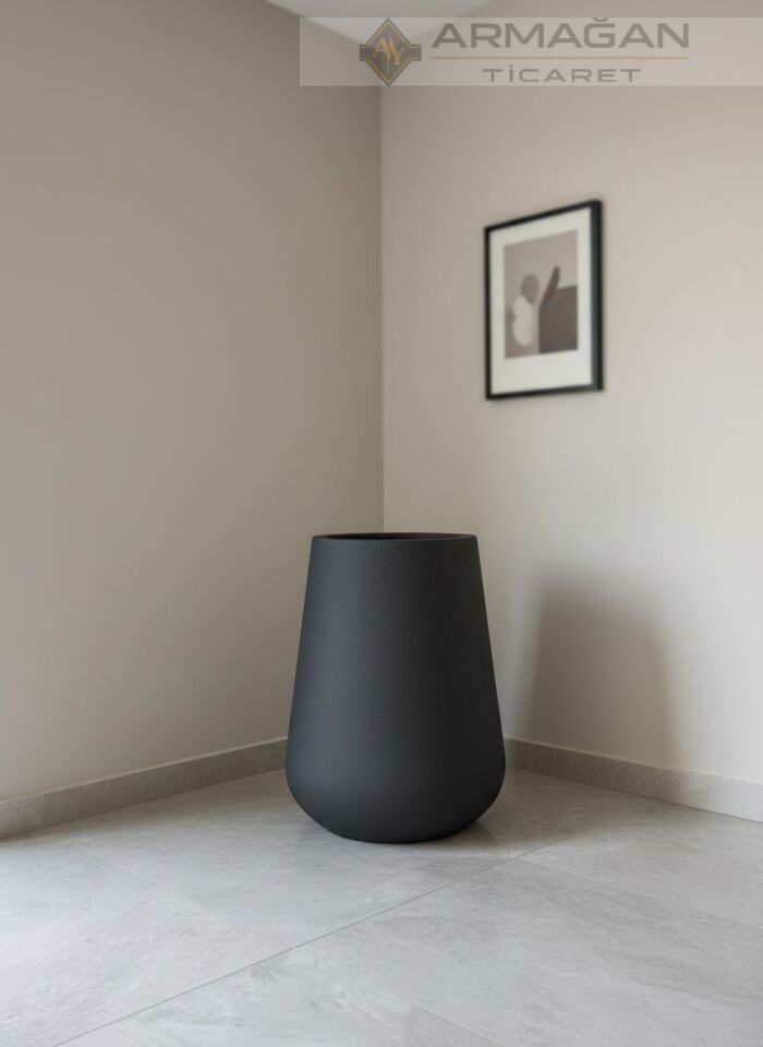 FİBER 60CM LALE SAKSI Siyah