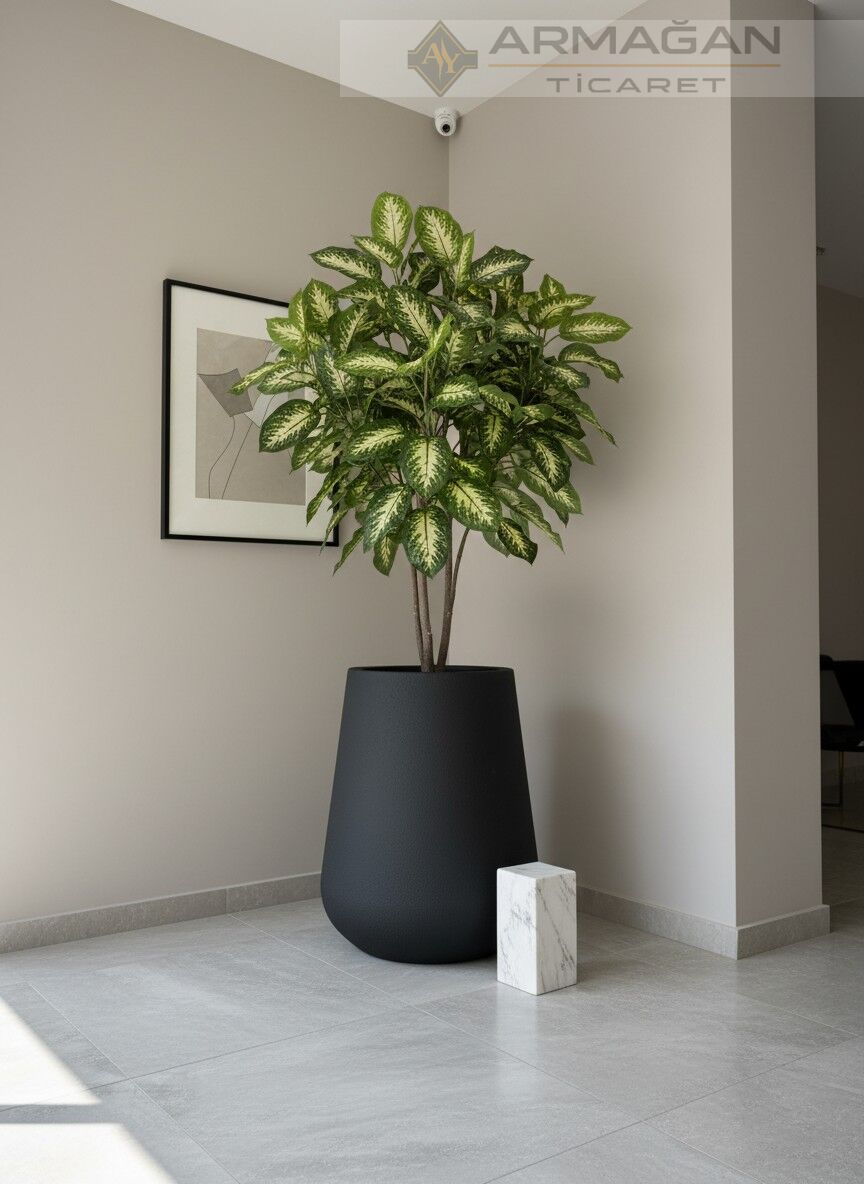 FİBER 60CM LALE SAKSI Siyah