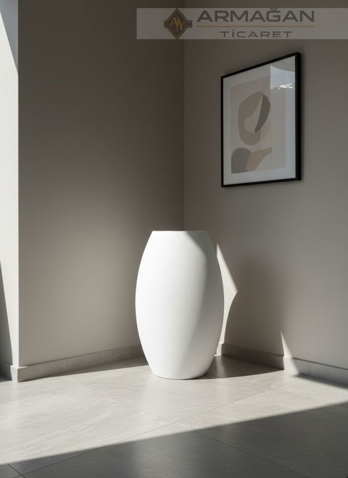 FİBER ELİPS SAKSI Beyaz