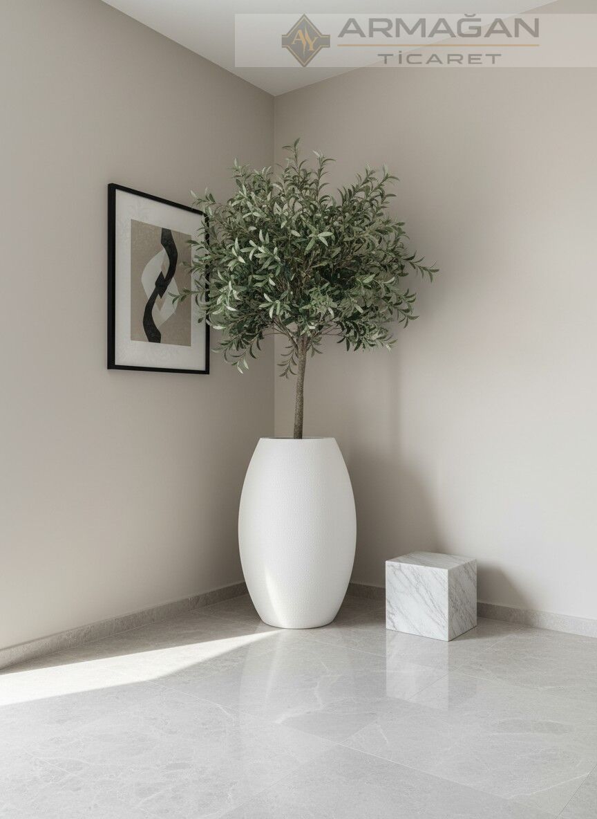 FİBER ELİPS SAKSI Beyaz